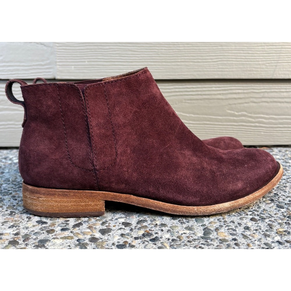 Kork-Ease Velma Burgundy Suede Elastic Gores Bootie Chelsea Ankle Boot Women's 9